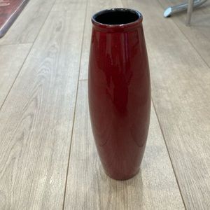 Oxblood Red Pottery Vase 10 1/2” H w/ a 2” Opening Diameter. No chips/cracks
